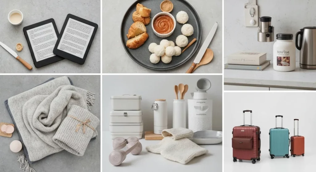 A diverse selection of products featured on various online deal websites, including electronics, home goods, and travel items.