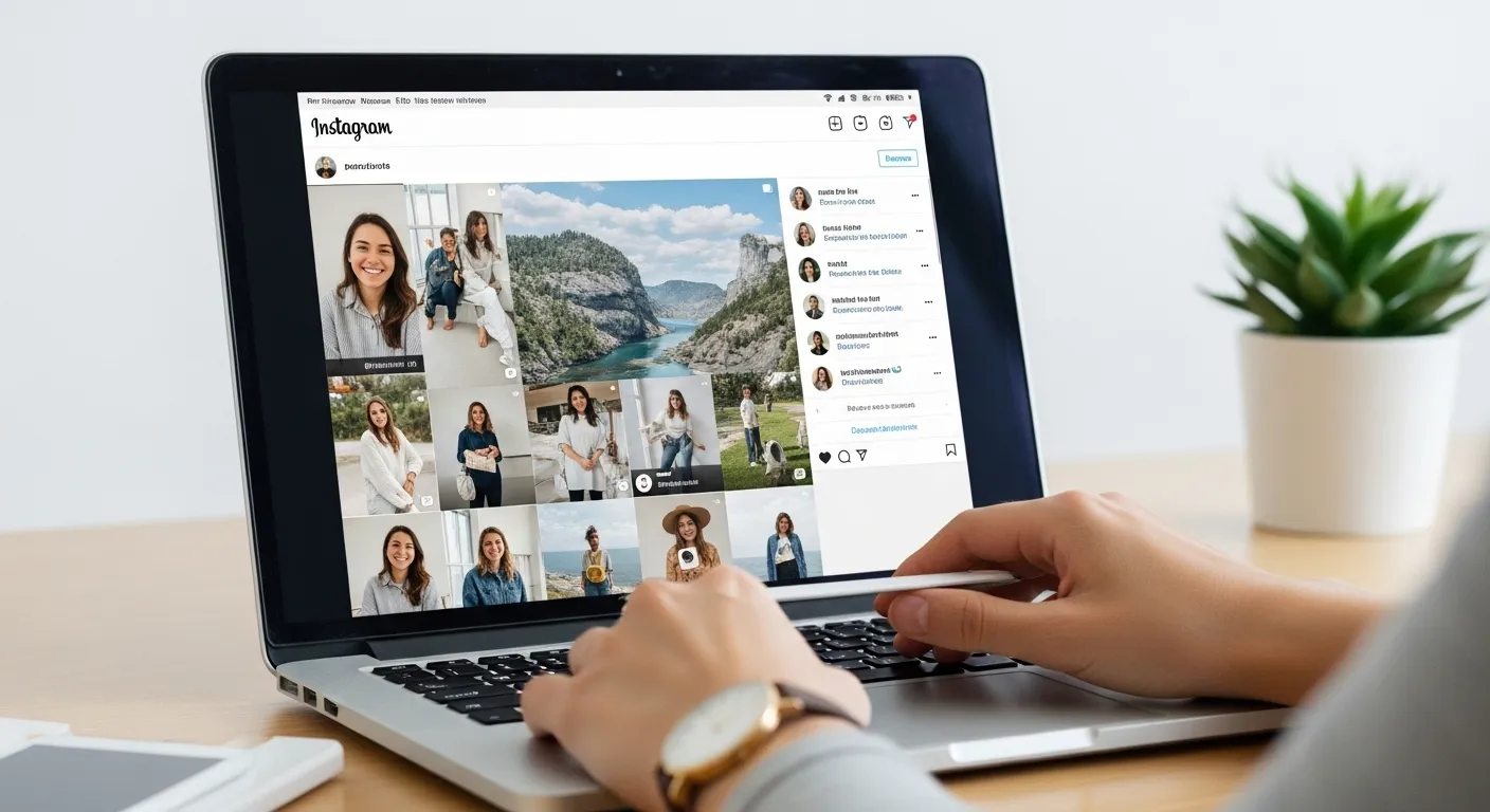 A woman's Instagram feed showing mostly personal photos of family and friends, with a noticeably small number of brand accounts.
