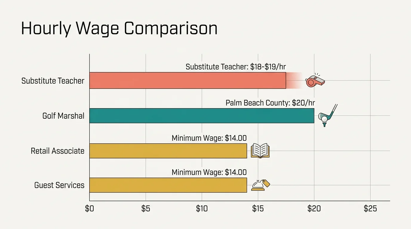 A horizontal bar chart comparing hourly wages for different flexible jobs in Florida, ranging from $14 to $20.