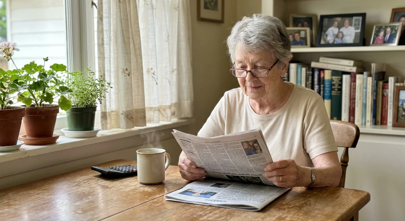 An elderly woman relaxing in her sunlit home, representing the peace of mind offered by the new $6,000 senior deduction.