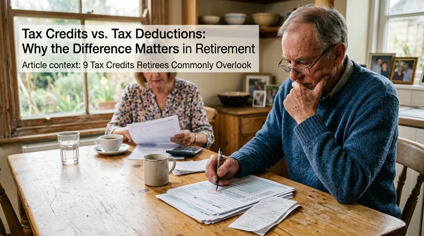 Editorial photograph illustrating: Tax Credits vs. Tax Deductions: Why the Difference Matters in Retirement